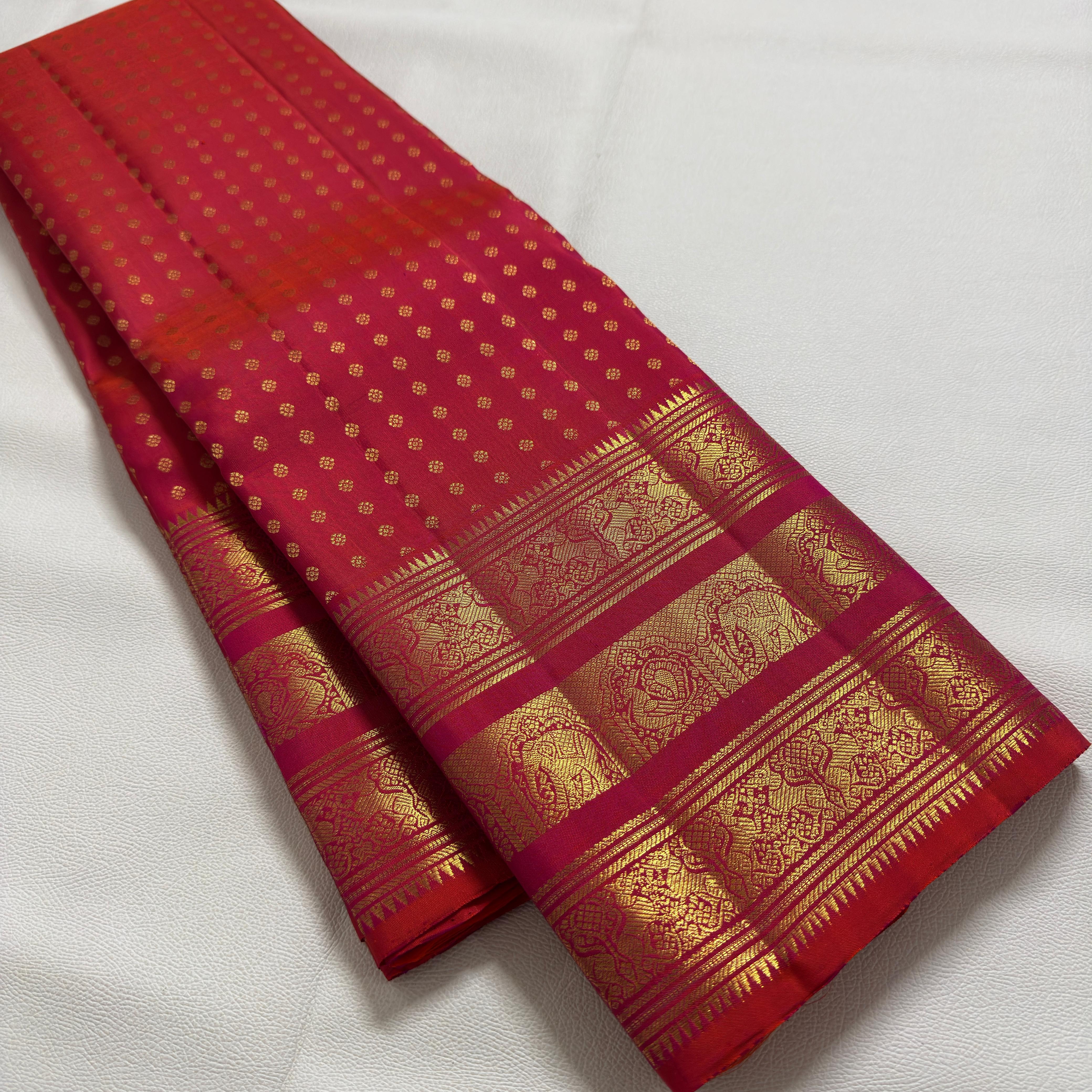 Ruby Red Kanchipuram Handloom Bridal Silk Saree